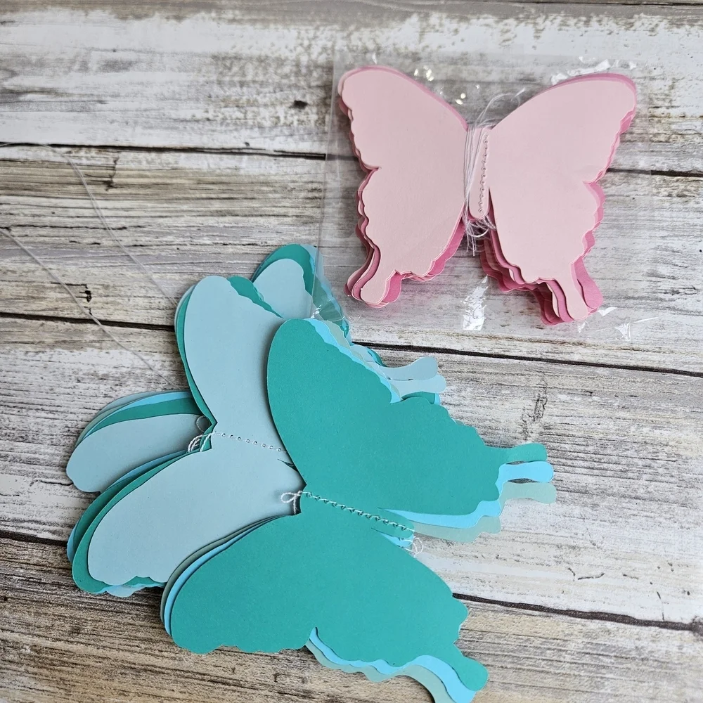 Pink and Blue Butterfly Wall Art Banners